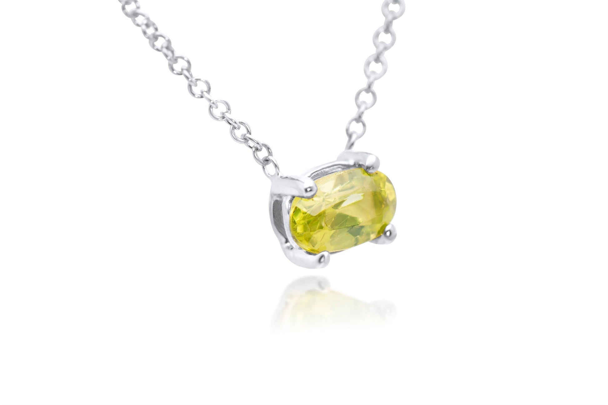 14k Gold Green Oval Peridot Necklace