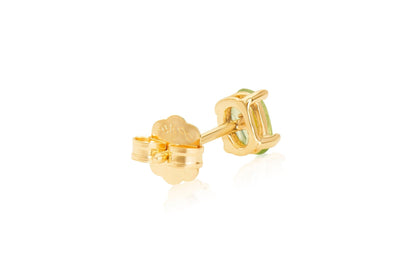 14k Gold Green Oval Peridot Stud Earrings