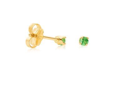 14k Gold Green Tsavorite Stud Earrings