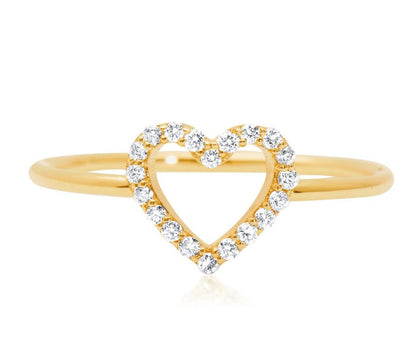 14k Gold Heart Shaped Diamond Ring