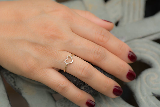 14k Gold Heart Shaped Diamond Ring