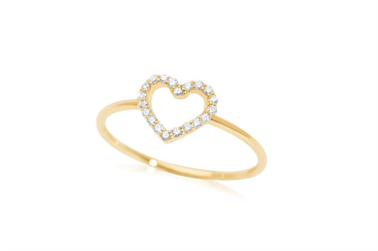 14k Gold Heart Shaped Diamond Ring