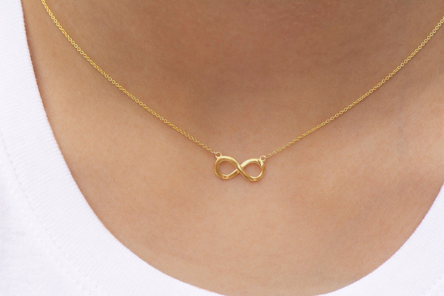 14k Gold Infinity Necklace, Layering Jewelry