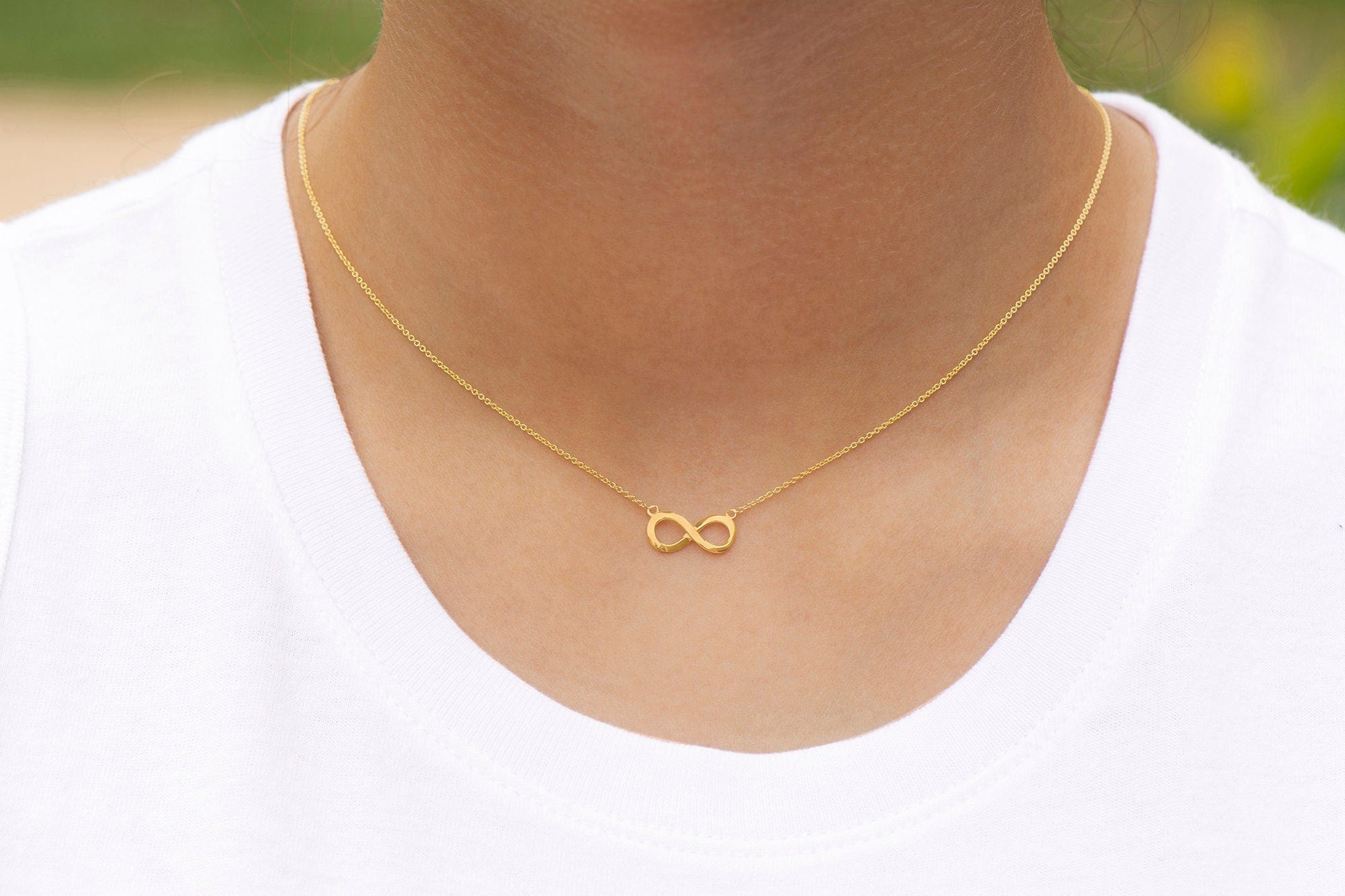 14k Gold Infinity Necklace, Layering Jewelry