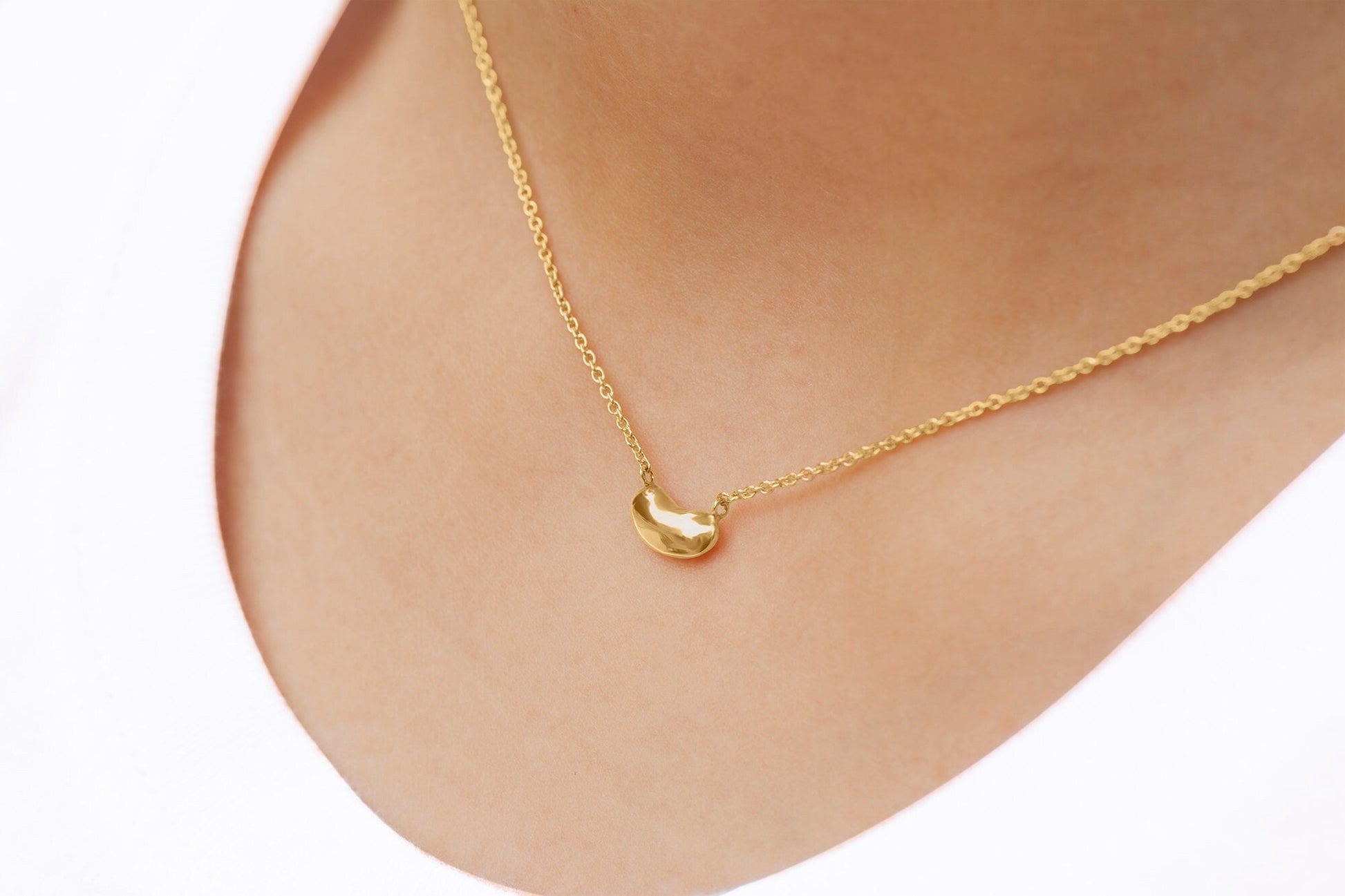 14k Gold bean necklace