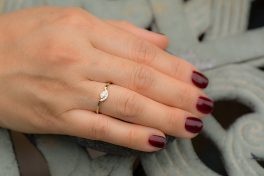 14k Gold Marquise Cut Diamond Ring