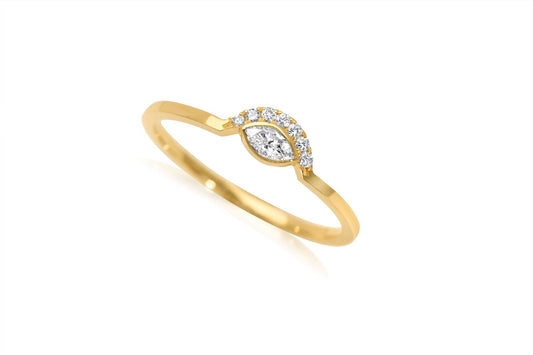 14k Gold Marquise Cut Diamond Ring
