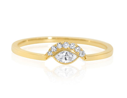 14k Gold Marquise Cut Diamond Ring