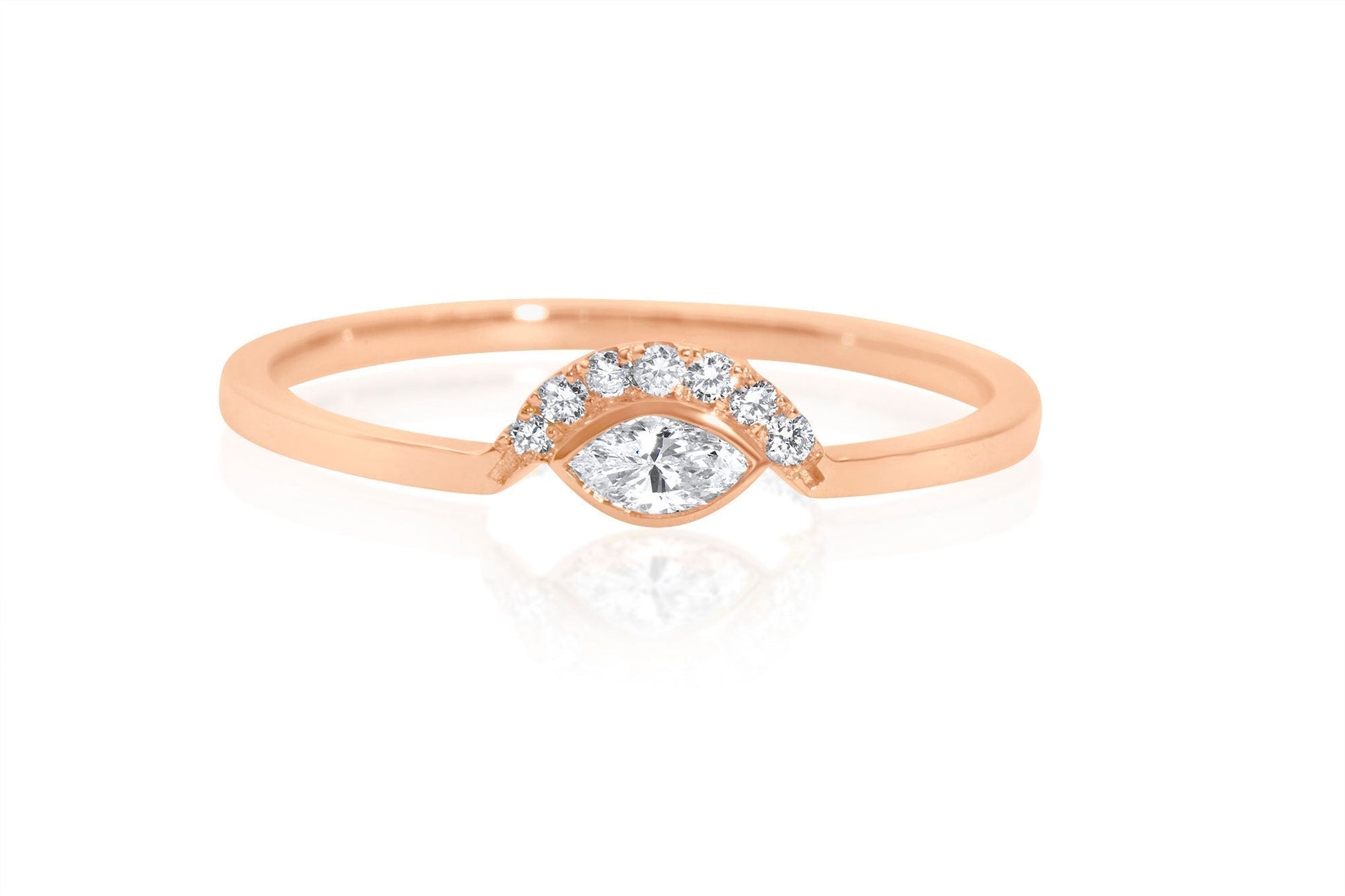 14k Gold Marquise Cut Diamond Ring
