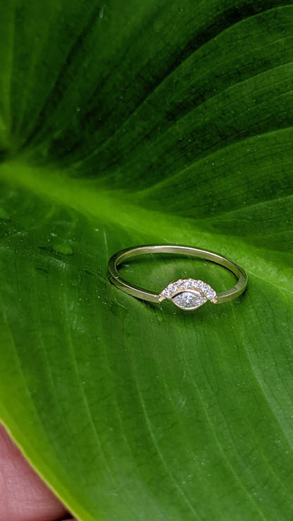 14k Gold Marquise Cut Diamond Ring