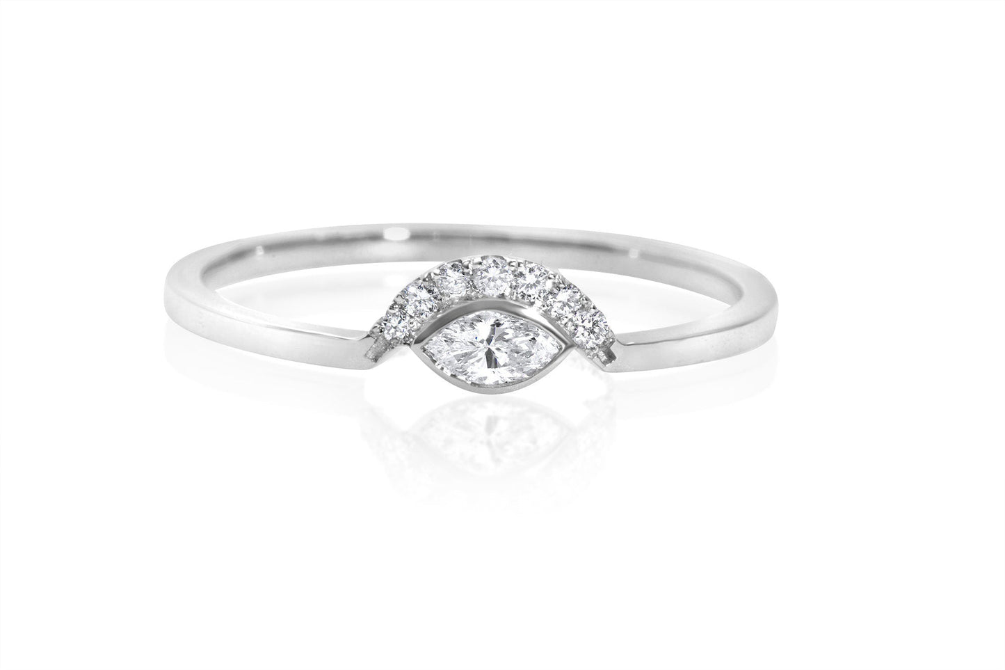 14k Gold Marquise Cut Diamond Ring
