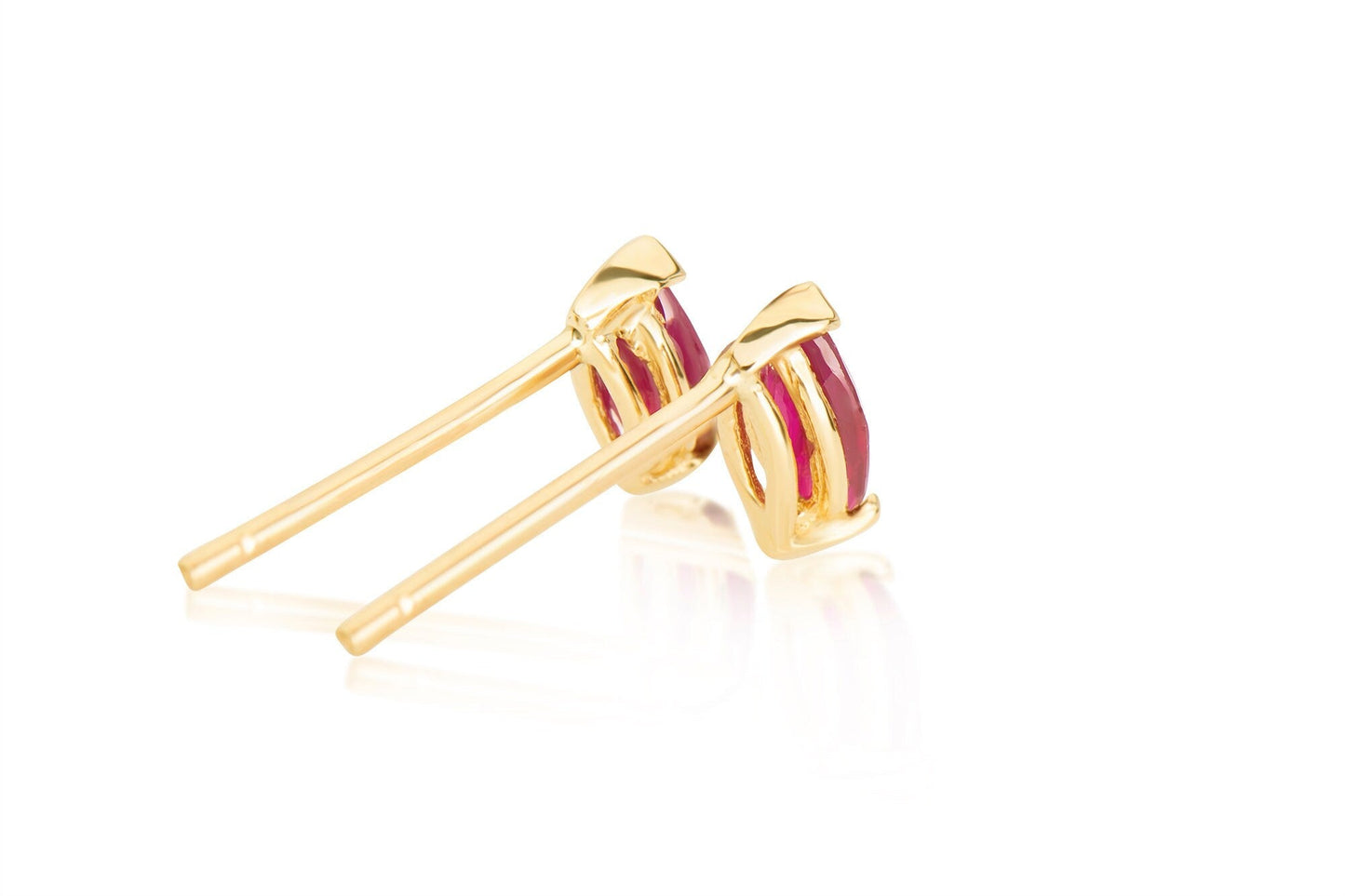 14k Gold Marquise Ruby Stud Earrings