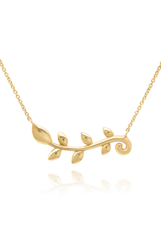 14k Gold Olive Leaf Vine Pendant