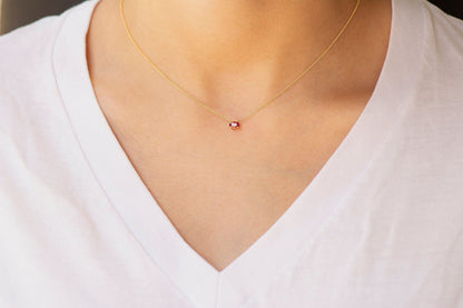 14k Gold Oval Ruby Necklace