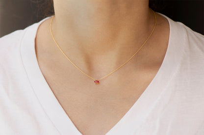 14k Gold Oval Ruby Necklace