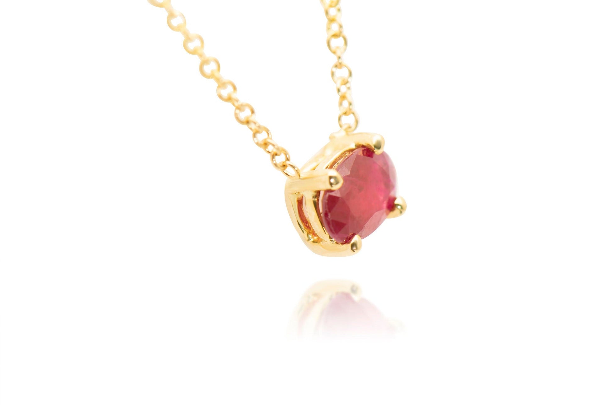 14k Gold Oval Ruby Necklace