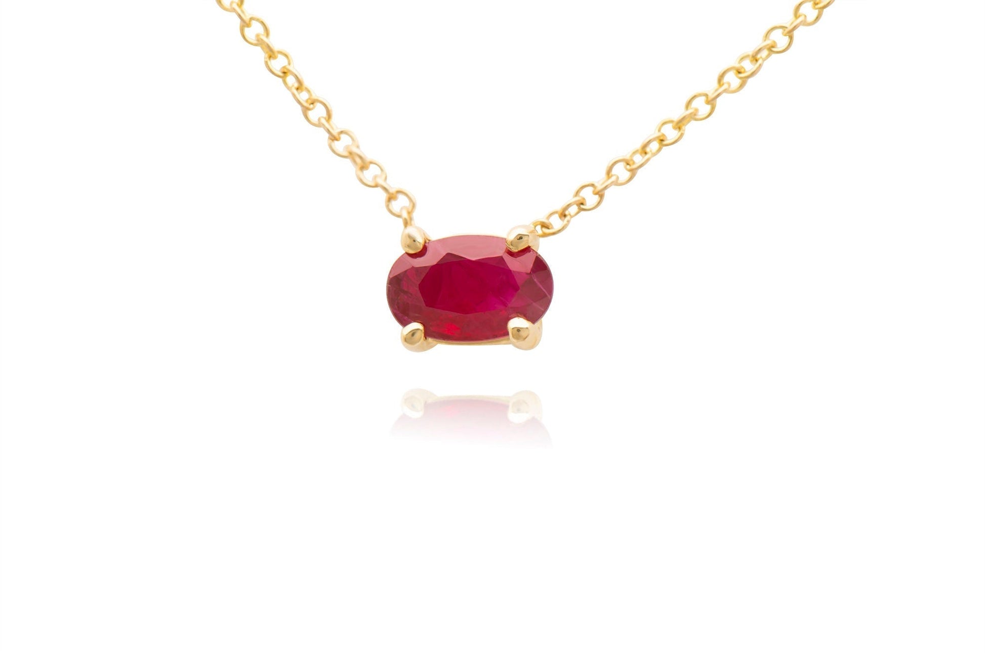 14k Gold Oval Ruby Necklace