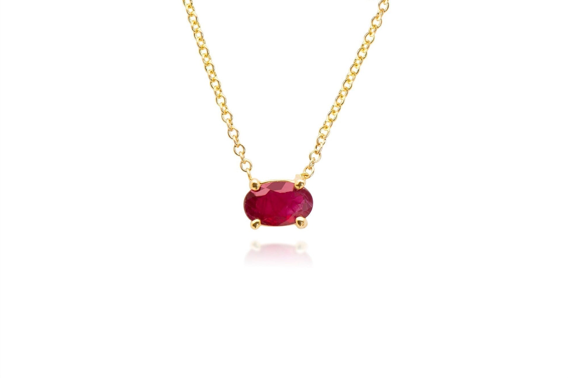 14k Gold Oval Ruby Necklace