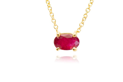 14k Gold Oval Ruby Necklace