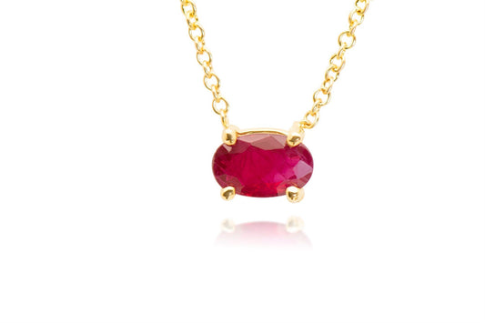 14k Gold Oval Ruby Necklace