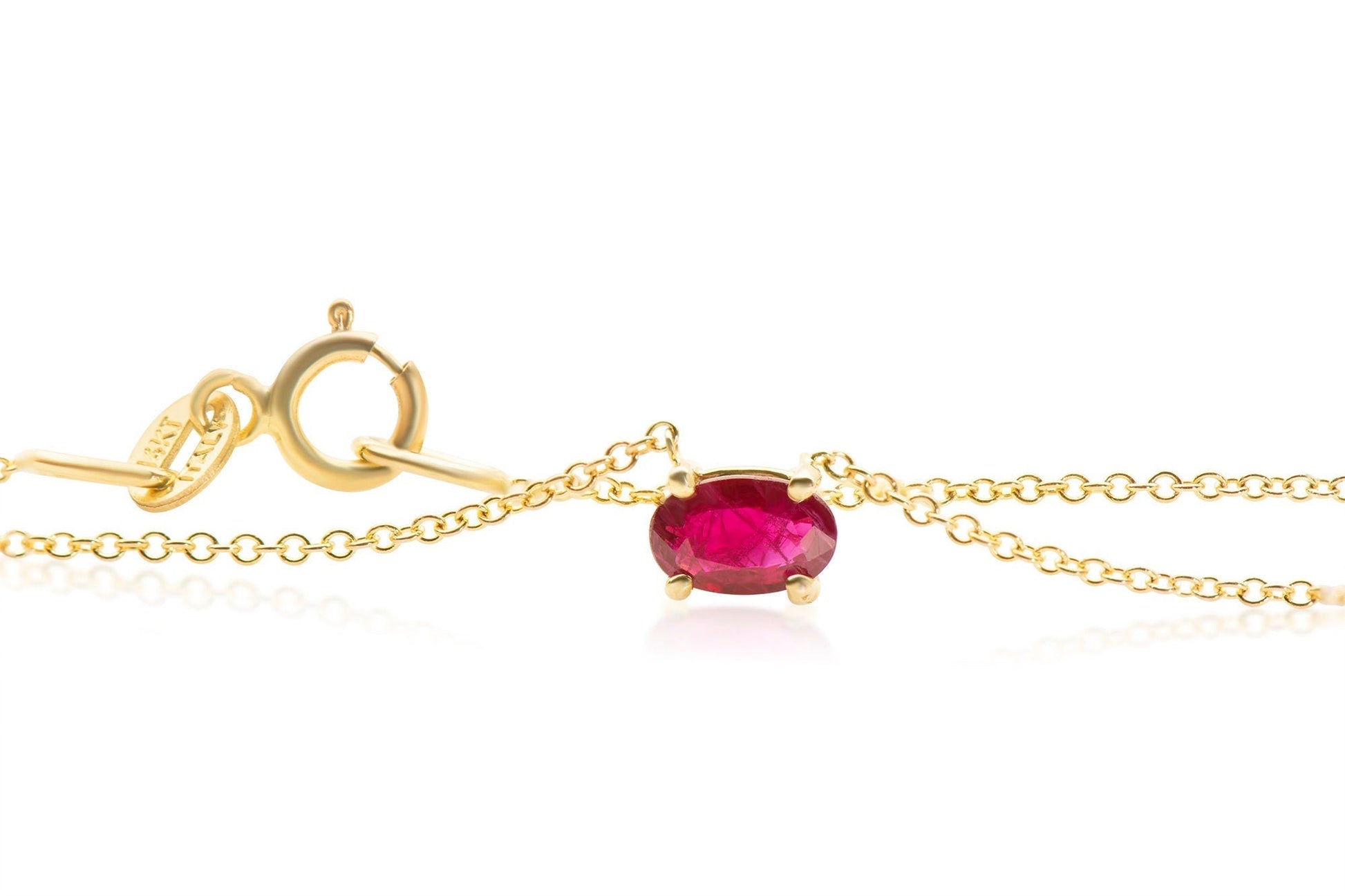14k Gold Oval Ruby Necklace