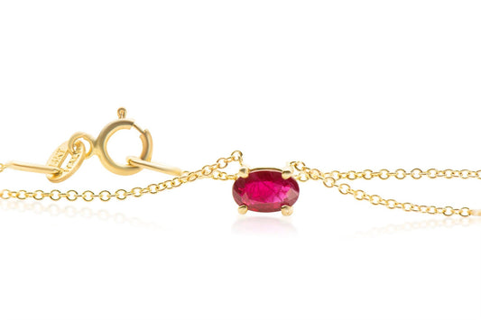 14k Gold Oval Ruby Necklace