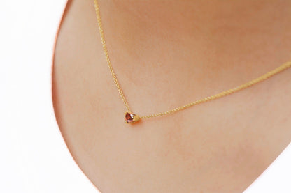 14k Gold Pear Shape Garnet Necklace