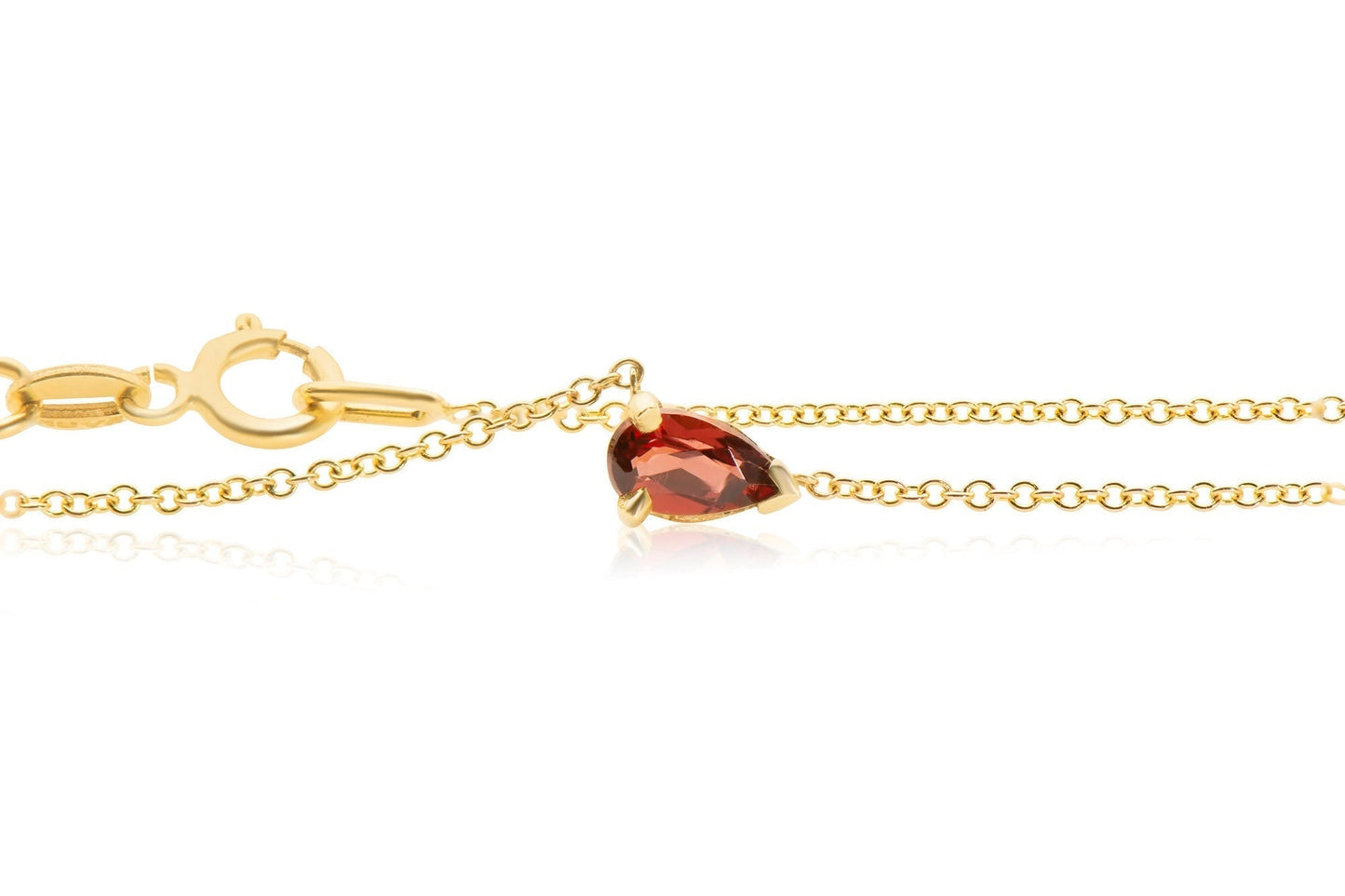 14k Gold Pear Shape Garnet Necklace