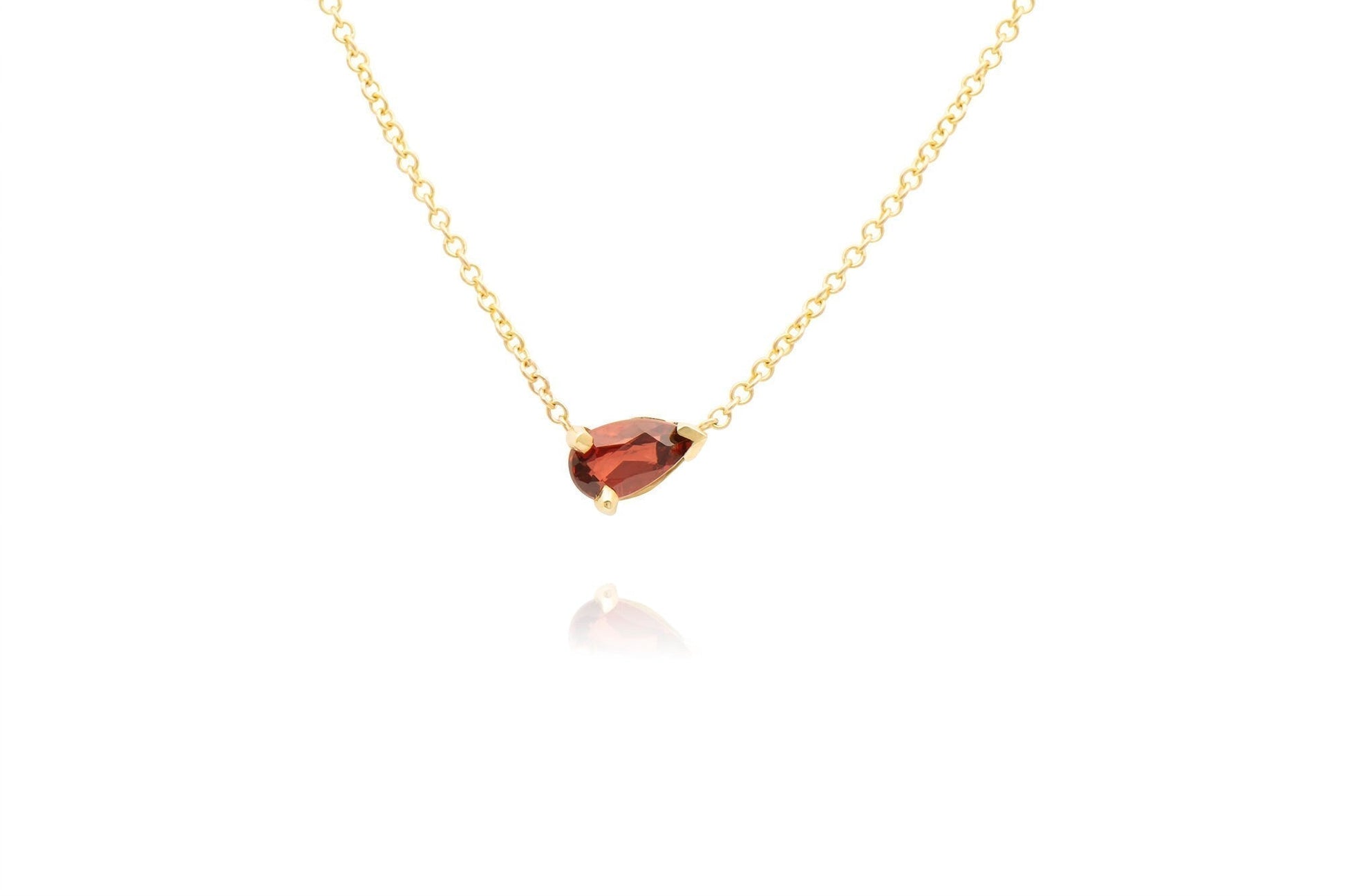 14k Gold Pear Shape Garnet Necklace