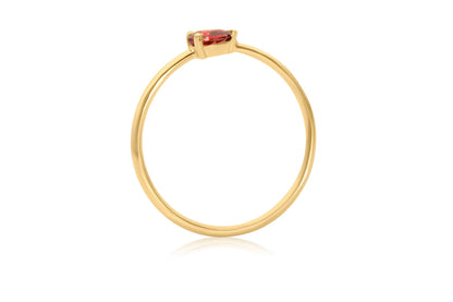 14k Gold Pear Shape Sideways Garnet Ring