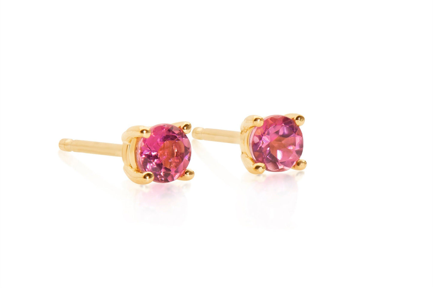 14k Gold Pink Sapphire Stud Earrings