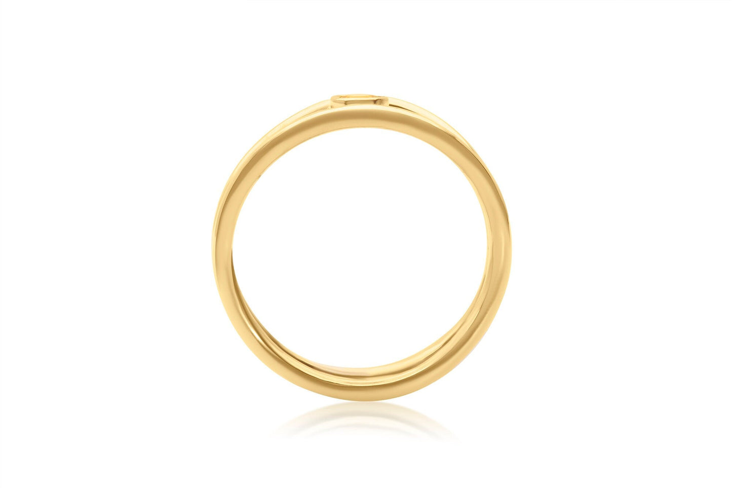 14k Gold Round Citrine Gemstone Wave Ring