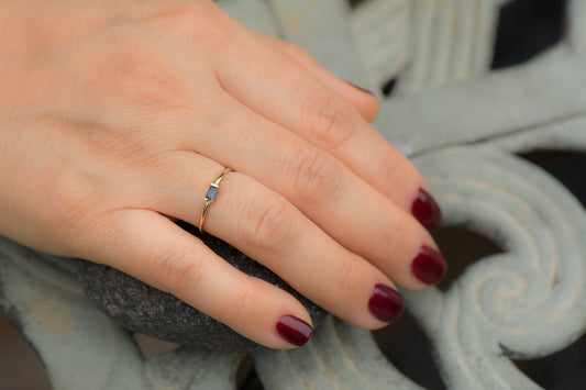 14k Gold Sapphire Baguette Ring