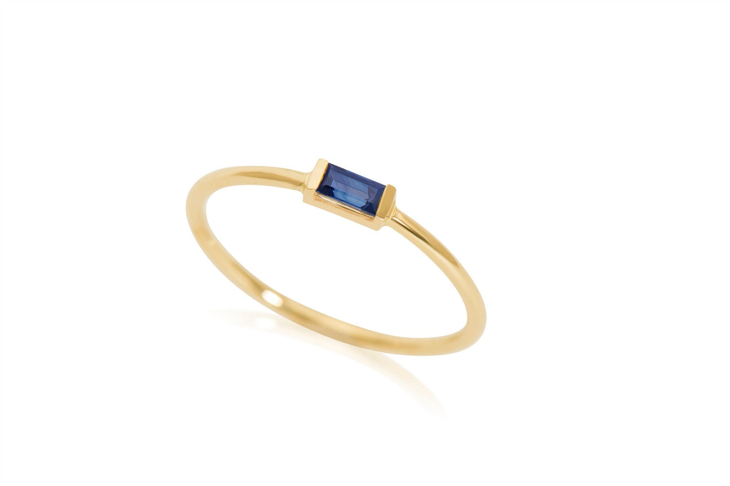14k Gold Sapphire Baguette Ring