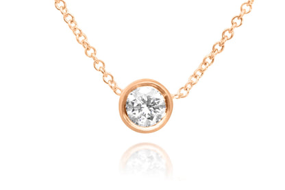 14k Gold Solitaire Bezel Diamond Necklace