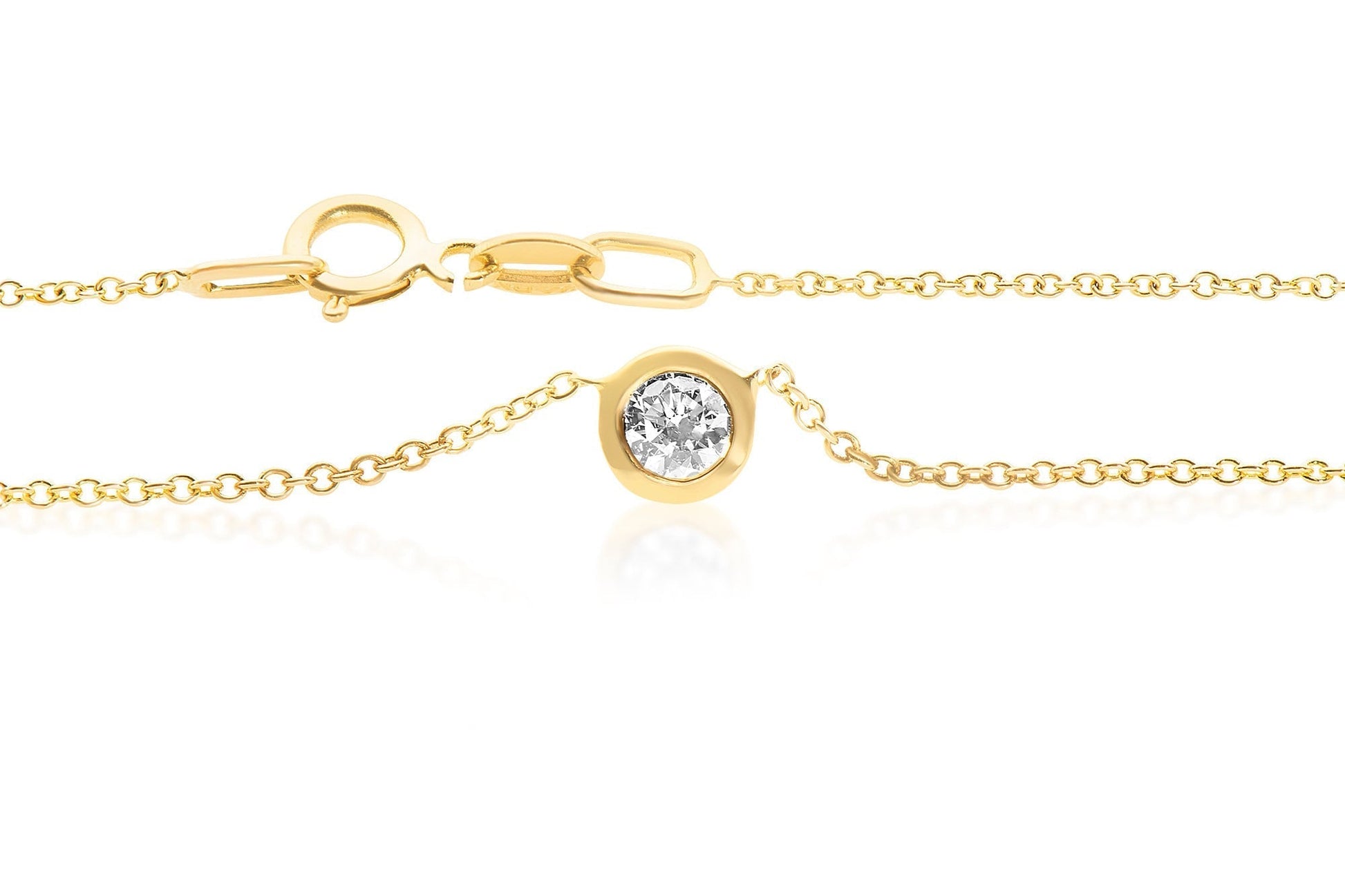 14k Gold Solitaire Diamond Necklace .10ct.