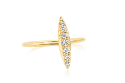 14k Gold Stackable Micro Pave Diamond Bar Ring