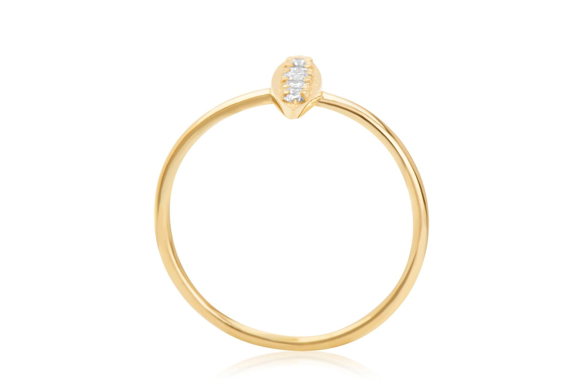 14k Gold Stackable Micro Pave Diamond Bar Ring