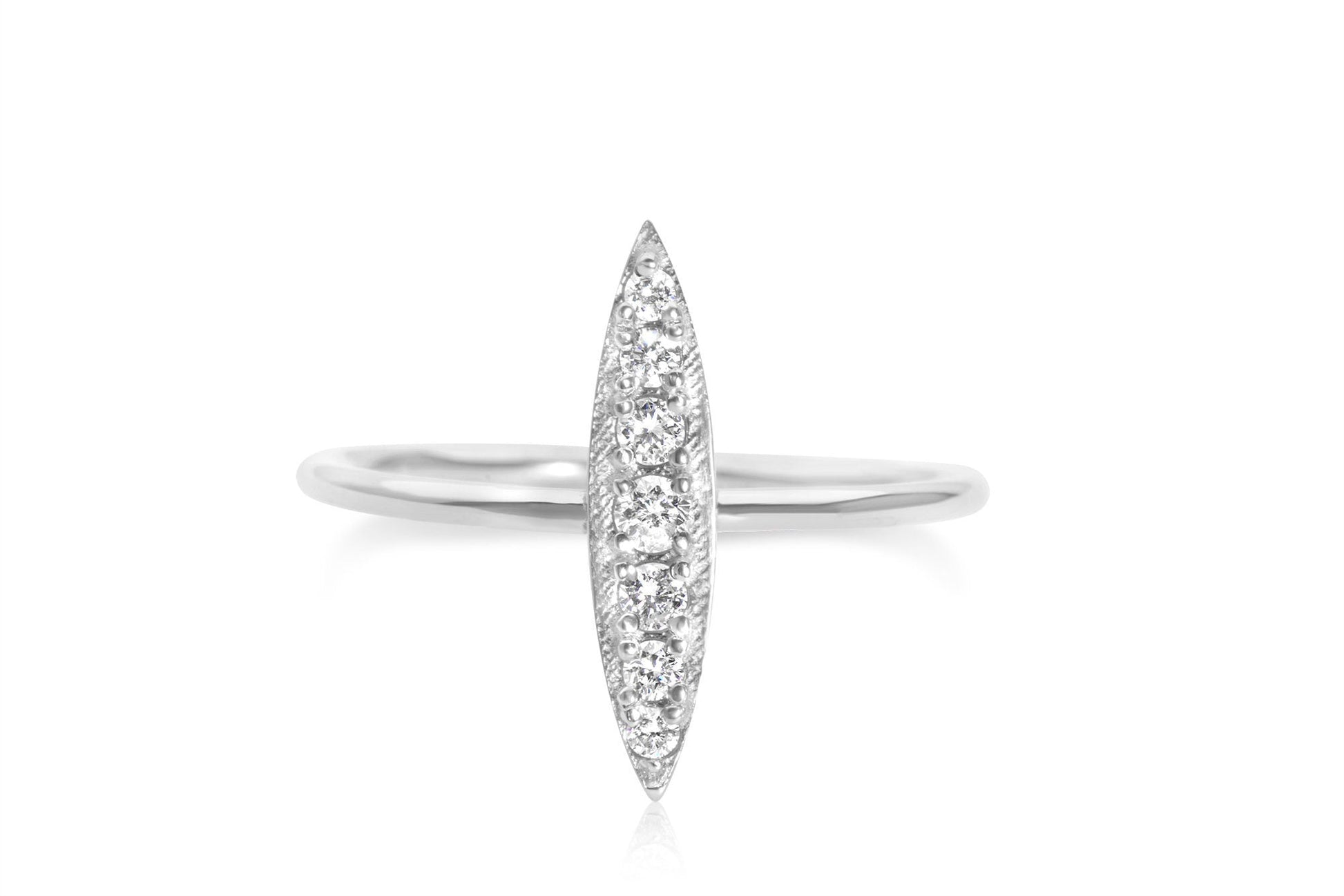 14k Gold Stackable Micro Pave Diamond Bar Ring