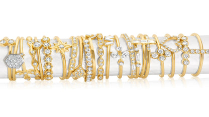 14k Gold Stackable Micro Pave Diamond Bar Ring