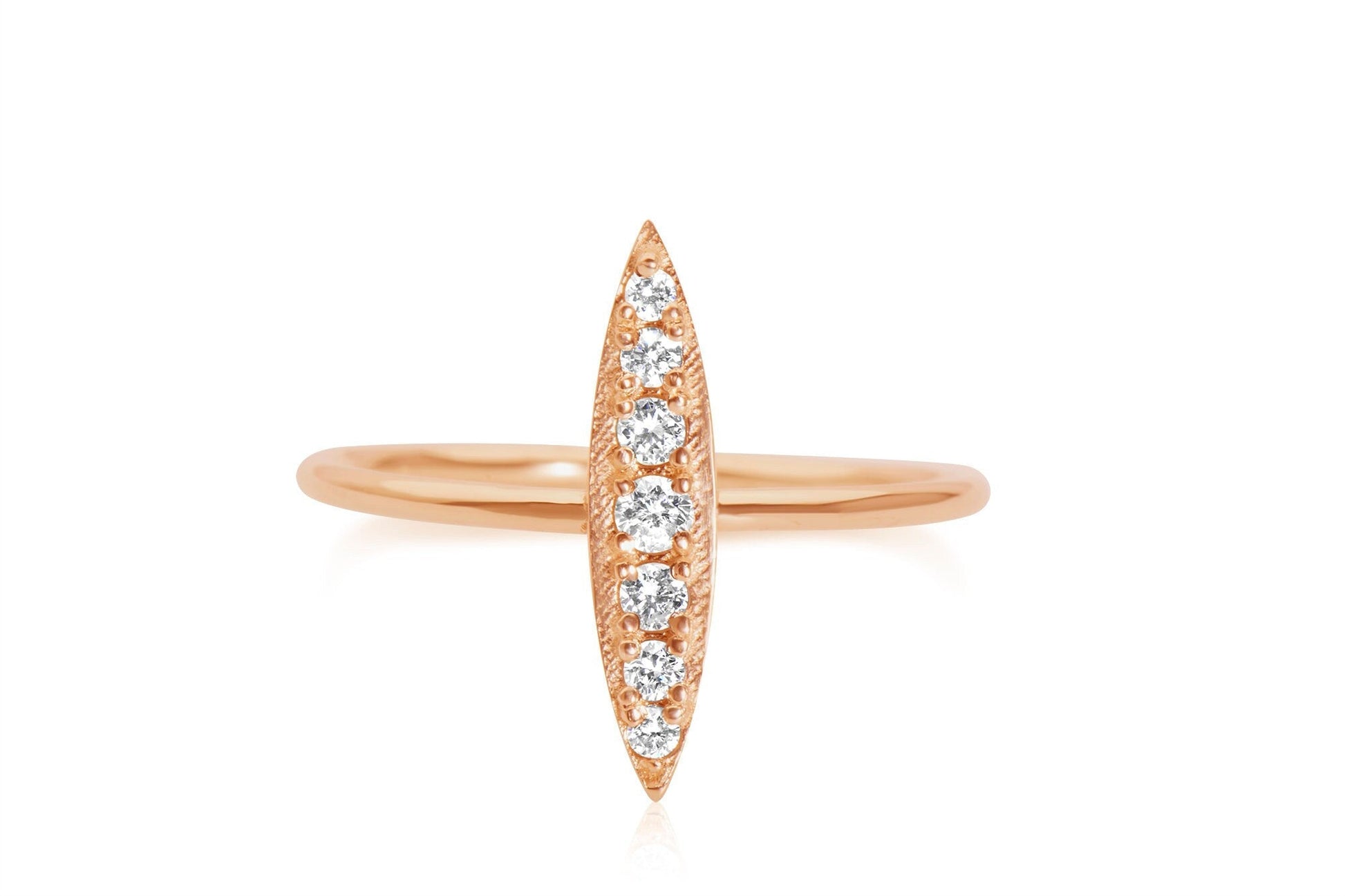 14k Gold Stackable Micro Pave Diamond Bar Ring