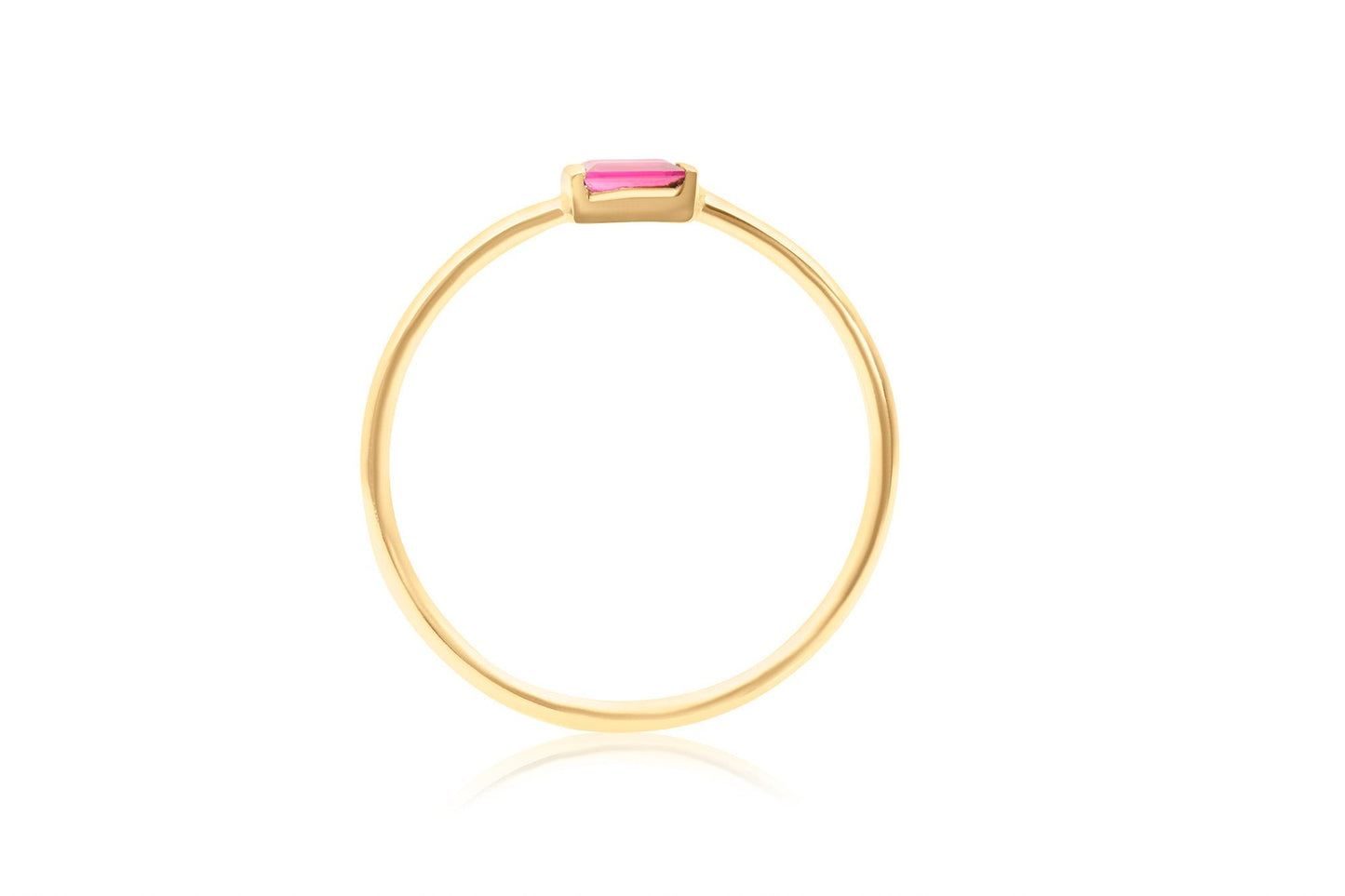 14k Gold Stackable Ruby Baguette Sideways Ring