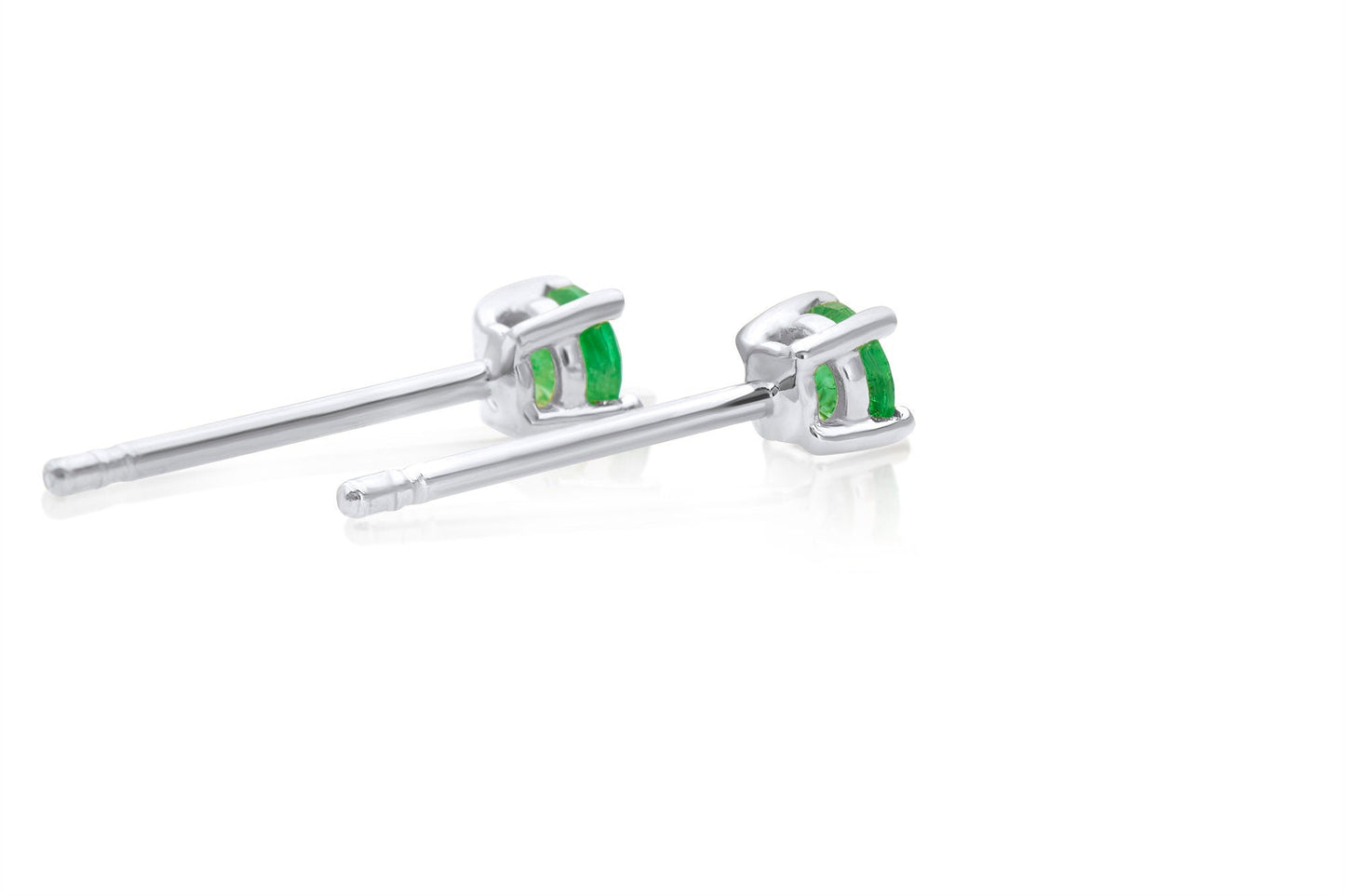 14k Green Emerald Stud Earrings