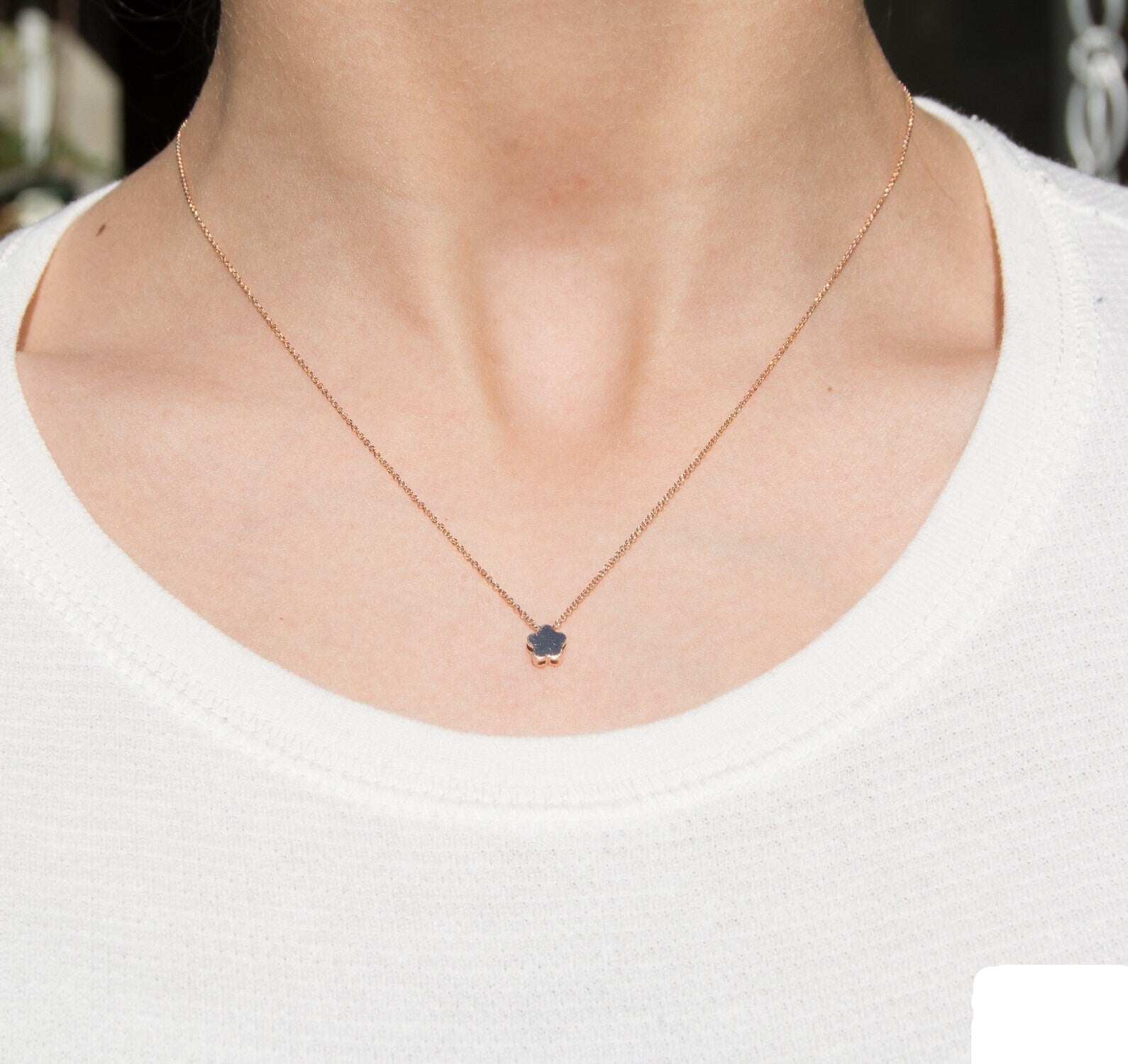 14k Lucky Charm Four Leaf Clover Necklace