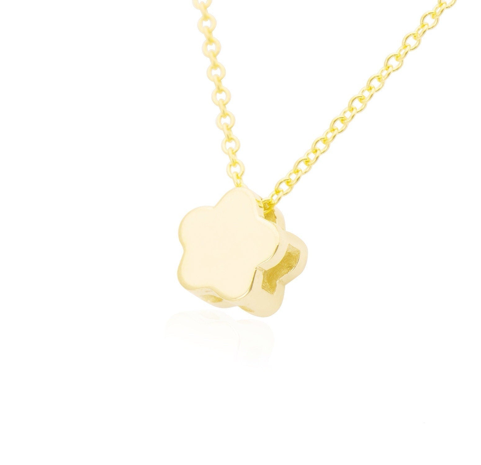 14k Lucky Charm Four Leaf Clover Necklace