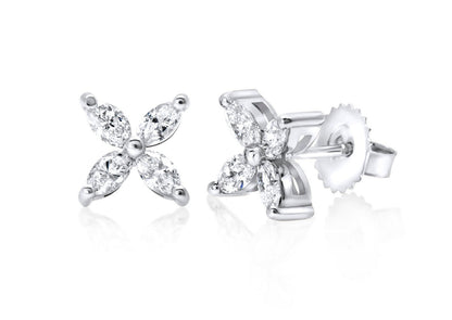 14k Marquise Diamond Stud Earrings