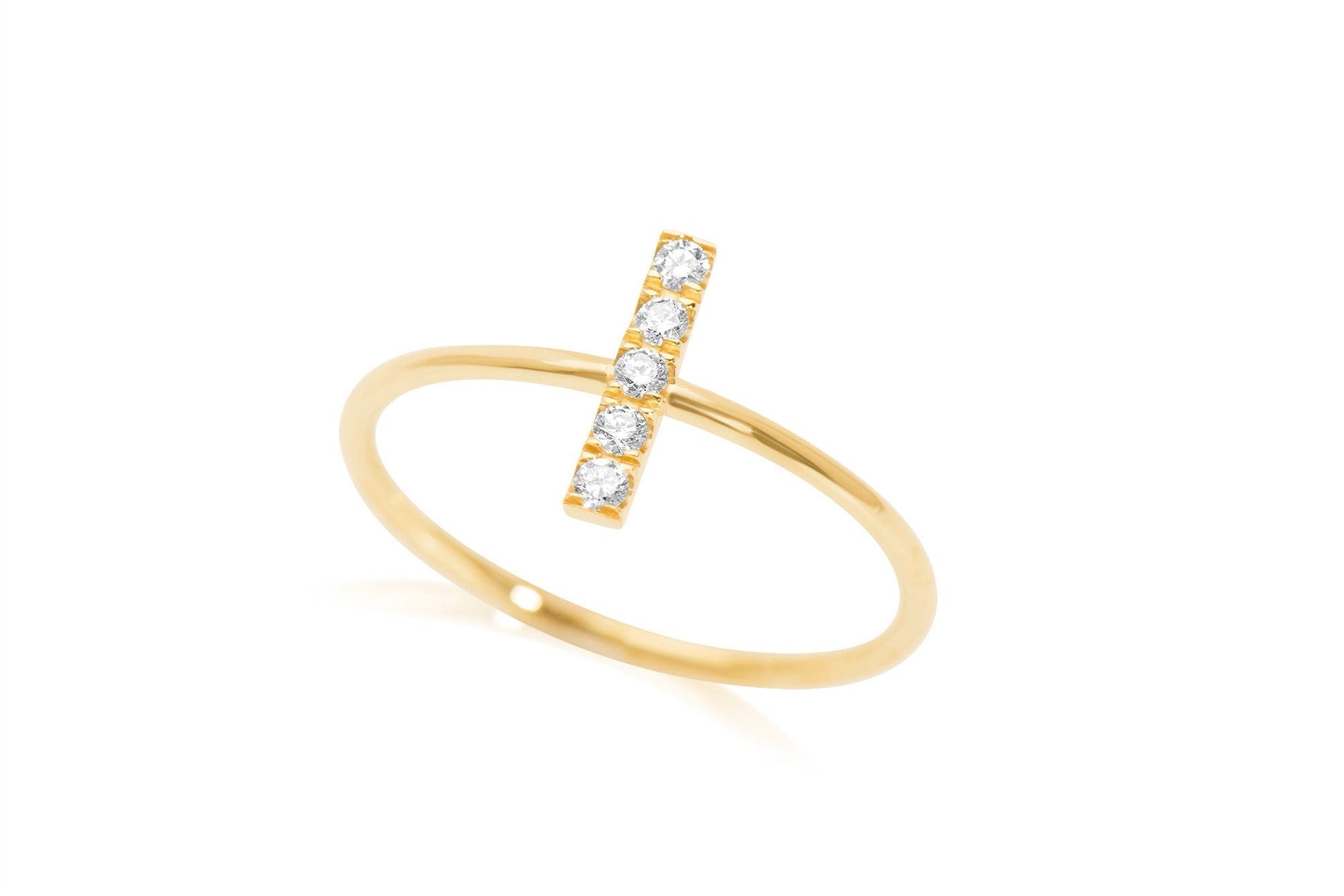 5 stone bar set diamond ring