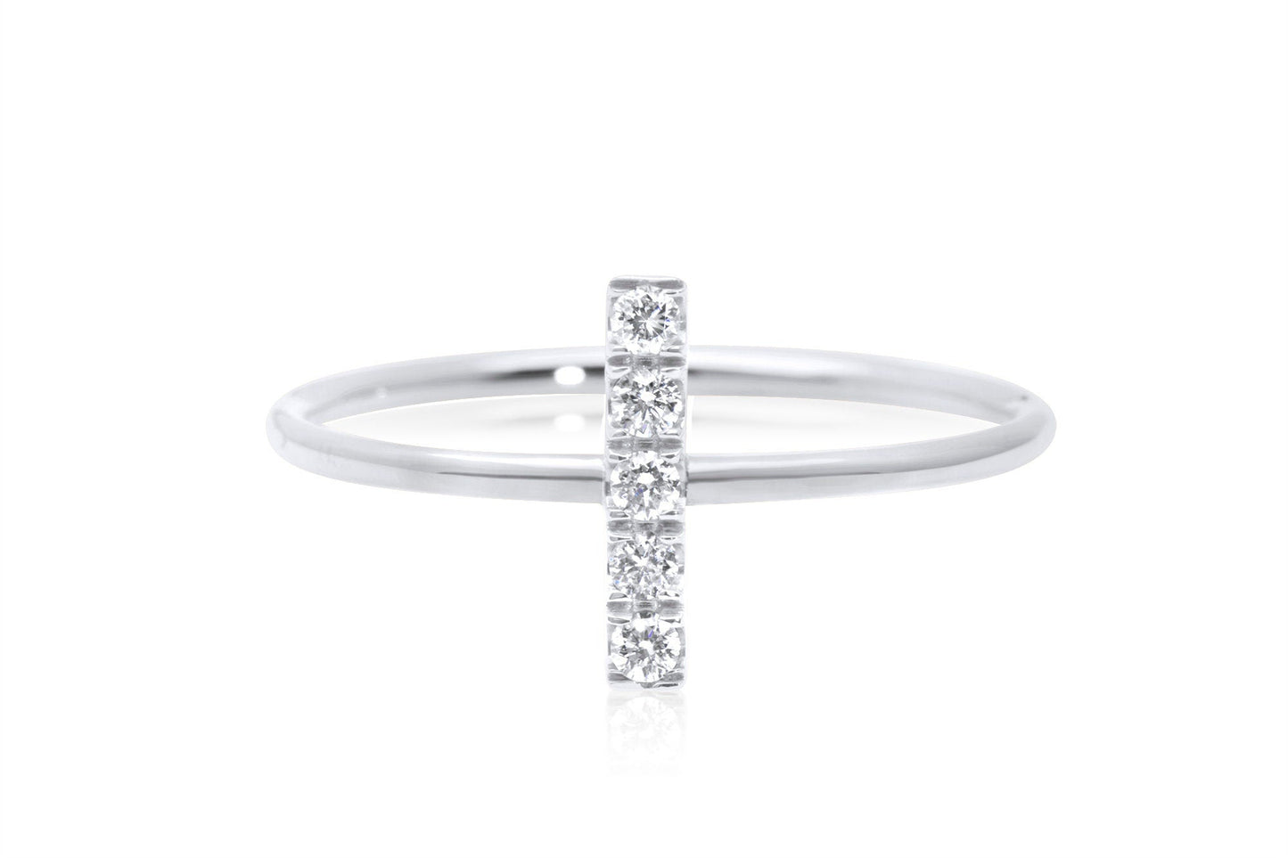 14k Micro Pave Diamond Bar Ring