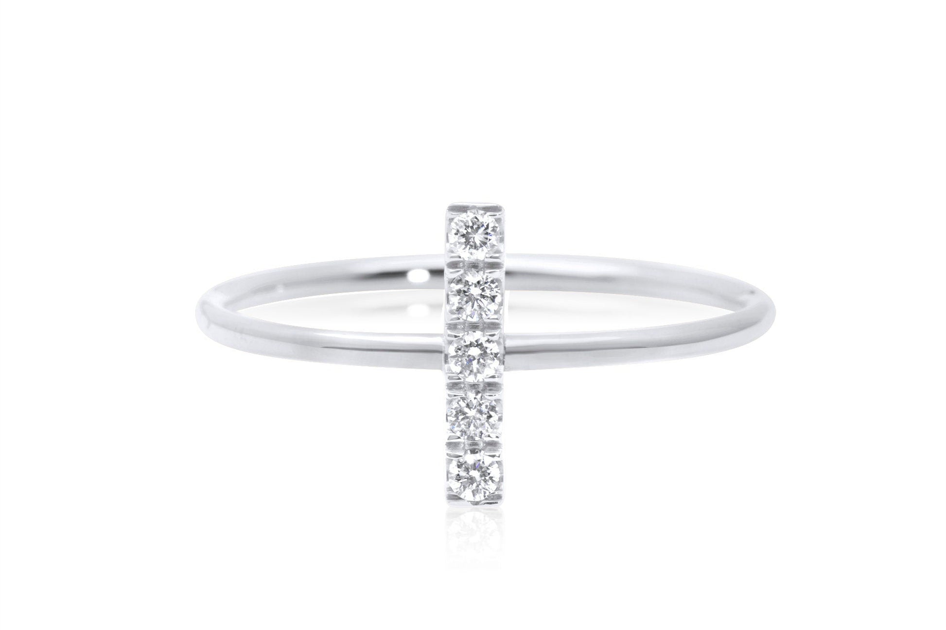 14k Micro Pave Diamond Bar Ring