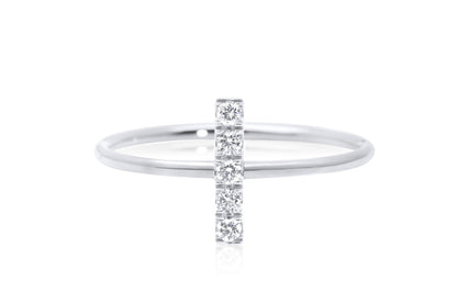 14k Micro Pave Diamond Bar Ring